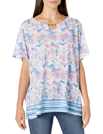 Alfred Dunner Women's Chevron Border Top