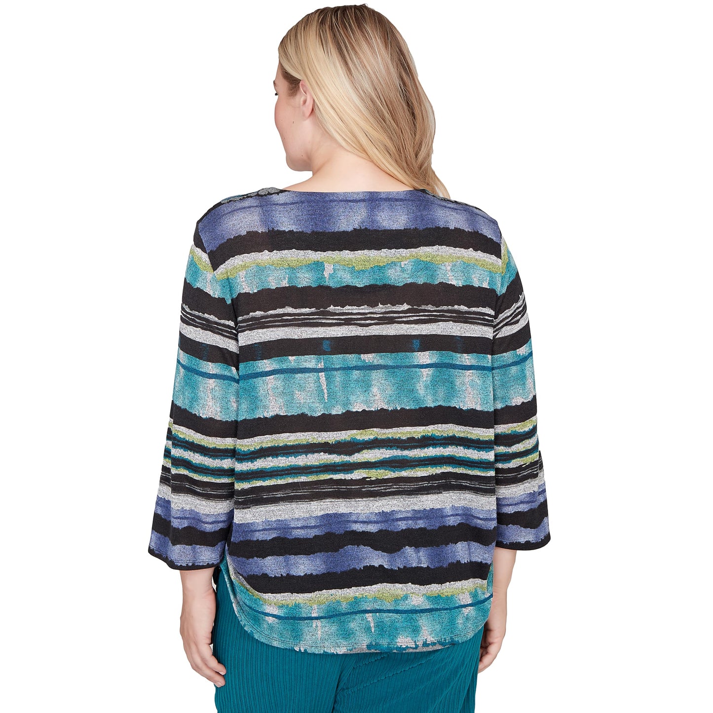 Alfred Dunner Biadere Melange Stripe Top with Necklace