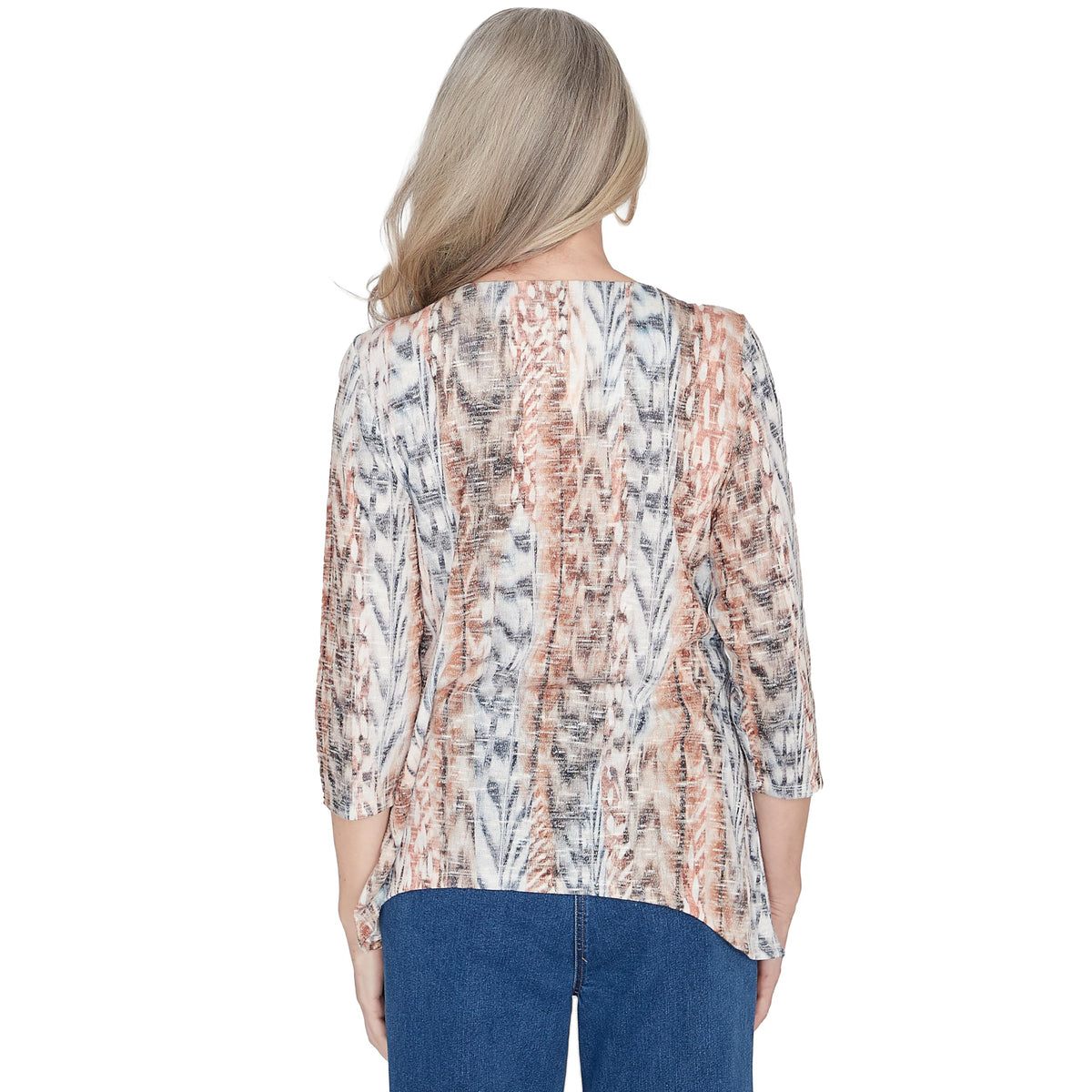 Alfred Dunner Women's Classics Vertical Skin Top (US, Alpha, Medium, Regular, Regular, Neutral)