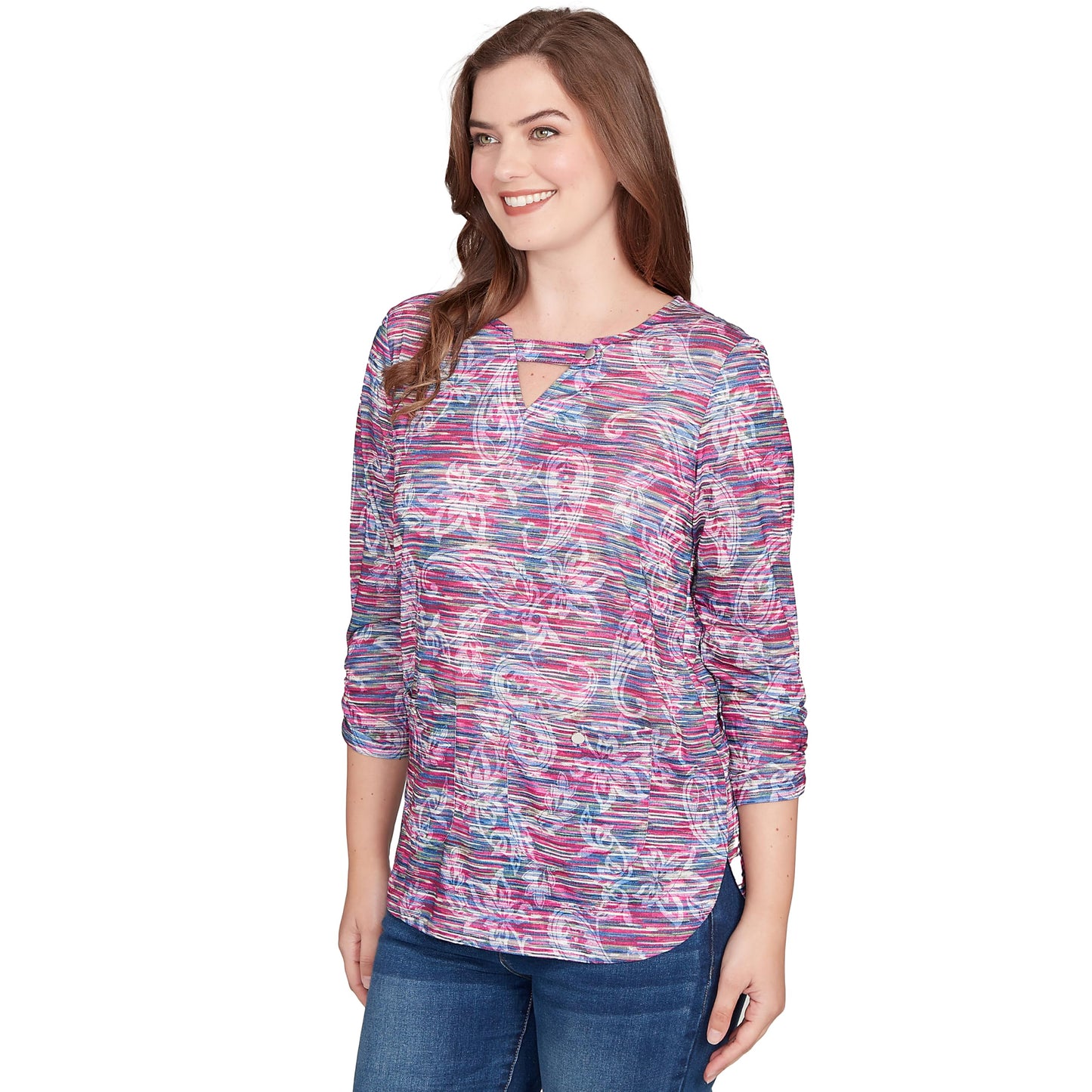 Ruby Rd. Knit Paisley Polyester Top (US, Alpha, X-Large, Regular, Regular, Standard, Plum)