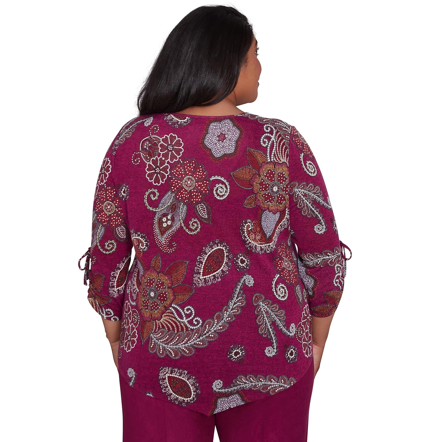 Alfred Dunner Wine Country Floral Medallion Polyester Top