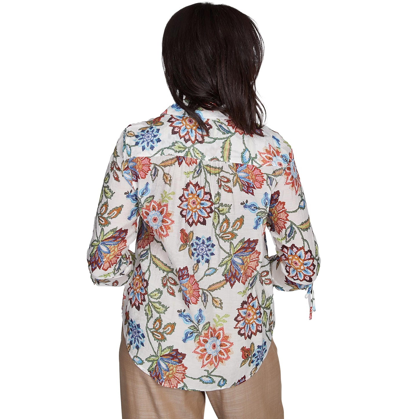 Alfred Dunner Baltic Floral Print Rayon Nylon Blouse (US, Alpha, X-Large, Regular, Petite, Petite, Multi)
