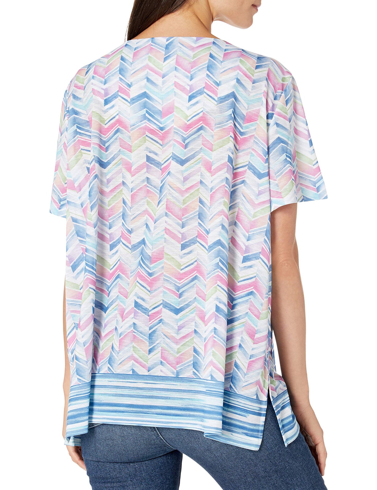 Alfred Dunner Women's Chevron Border Top