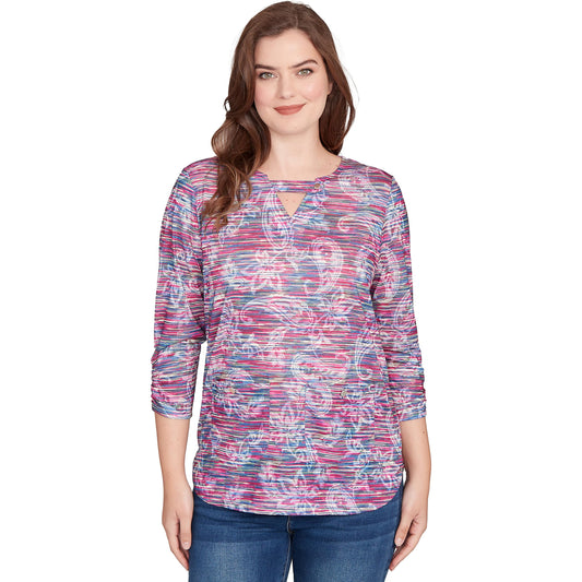 Ruby Rd. Knit Paisley Polyester Top (US, Alpha, X-Large, Regular, Petite, Petite, Plum)