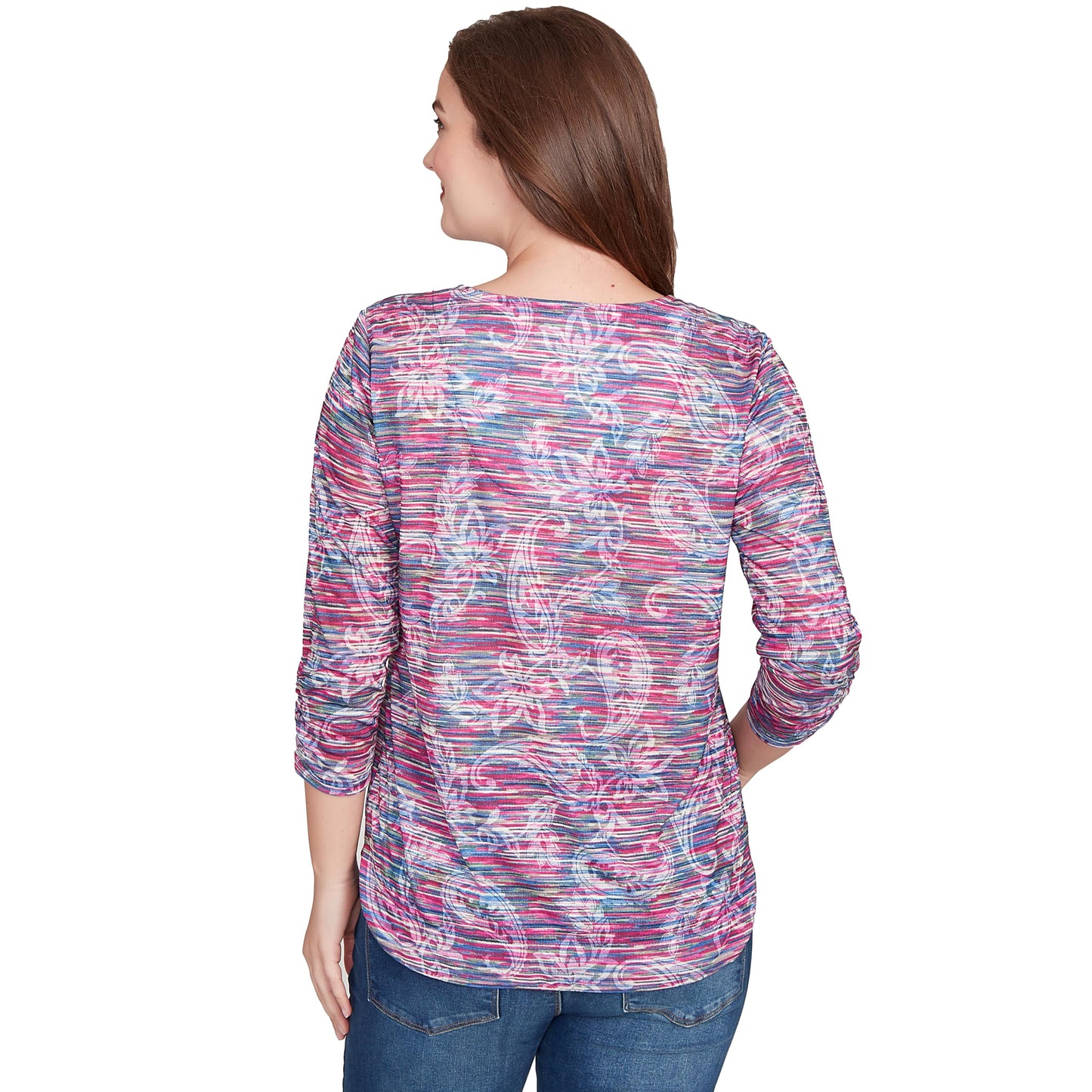 Ruby Rd. Knit Paisley Polyester Top (US, Alpha, Large, Regular, Petite, Petite, Plum)