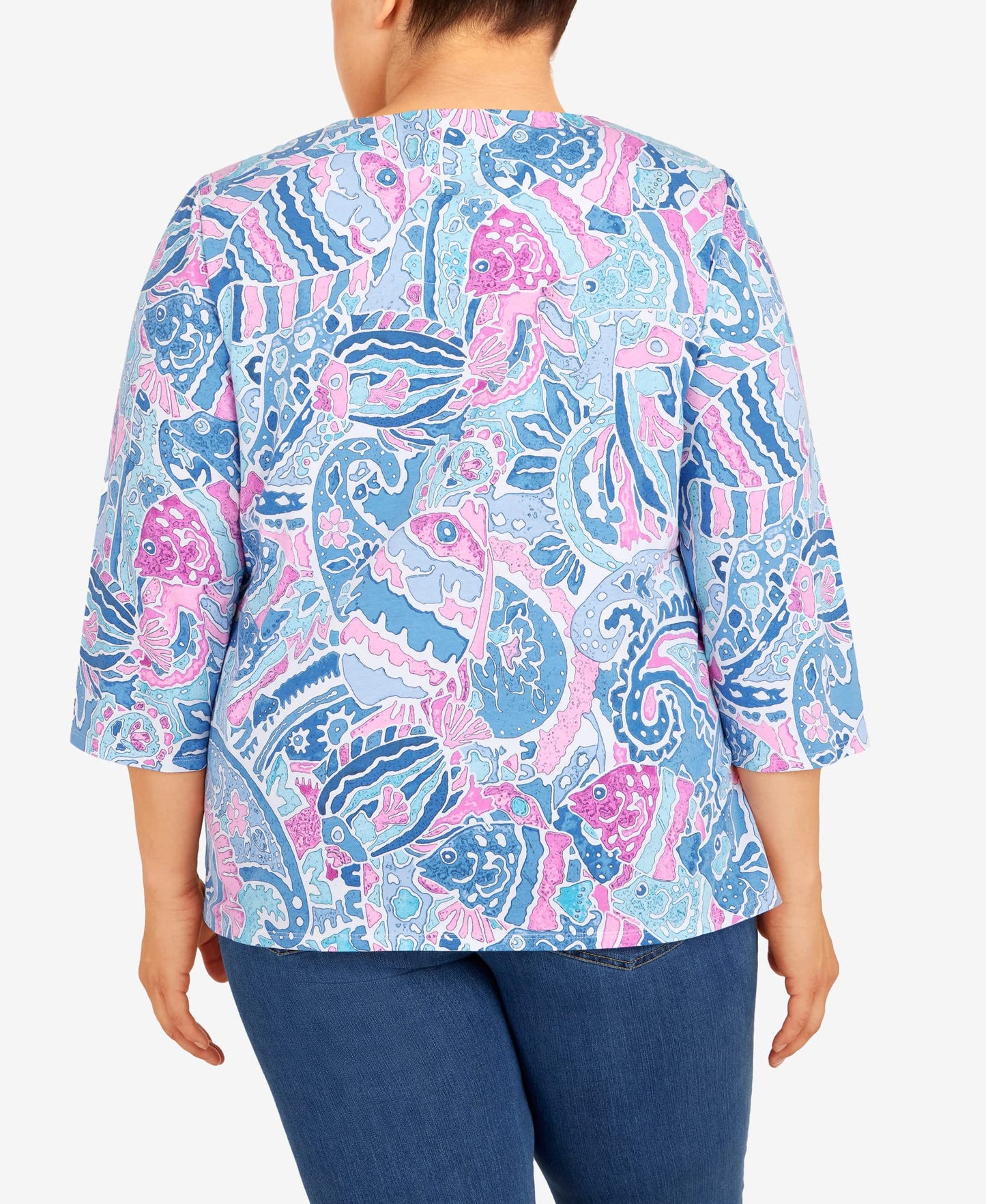 Alfred Dunner Women's Plus-Size Paisley Fish Top