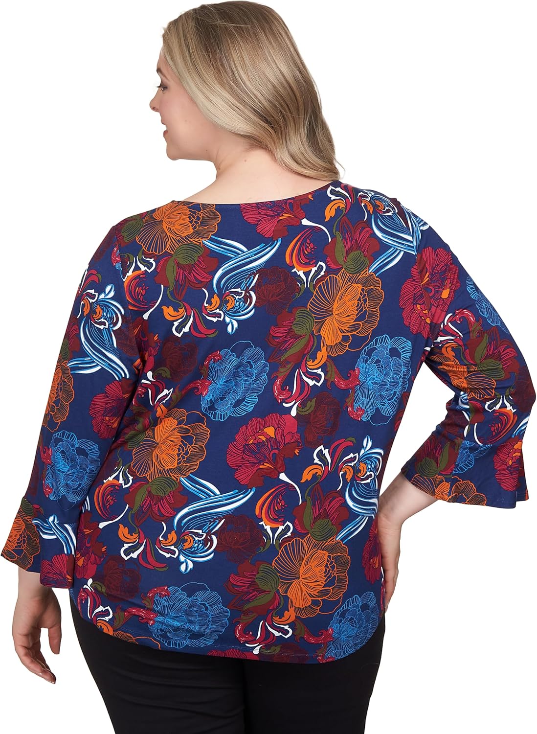 Must Have Rayon Floral Top with Bell Sleeve Washable