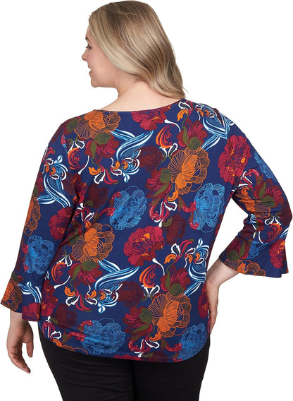 Must Have Rayon Floral Top with Bell Sleeve Washable