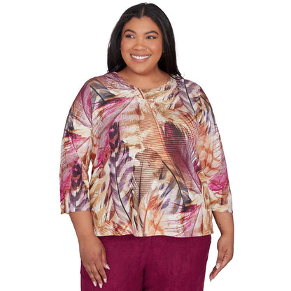 Alfred Dunner Wine Country Multi Color Polyester Top