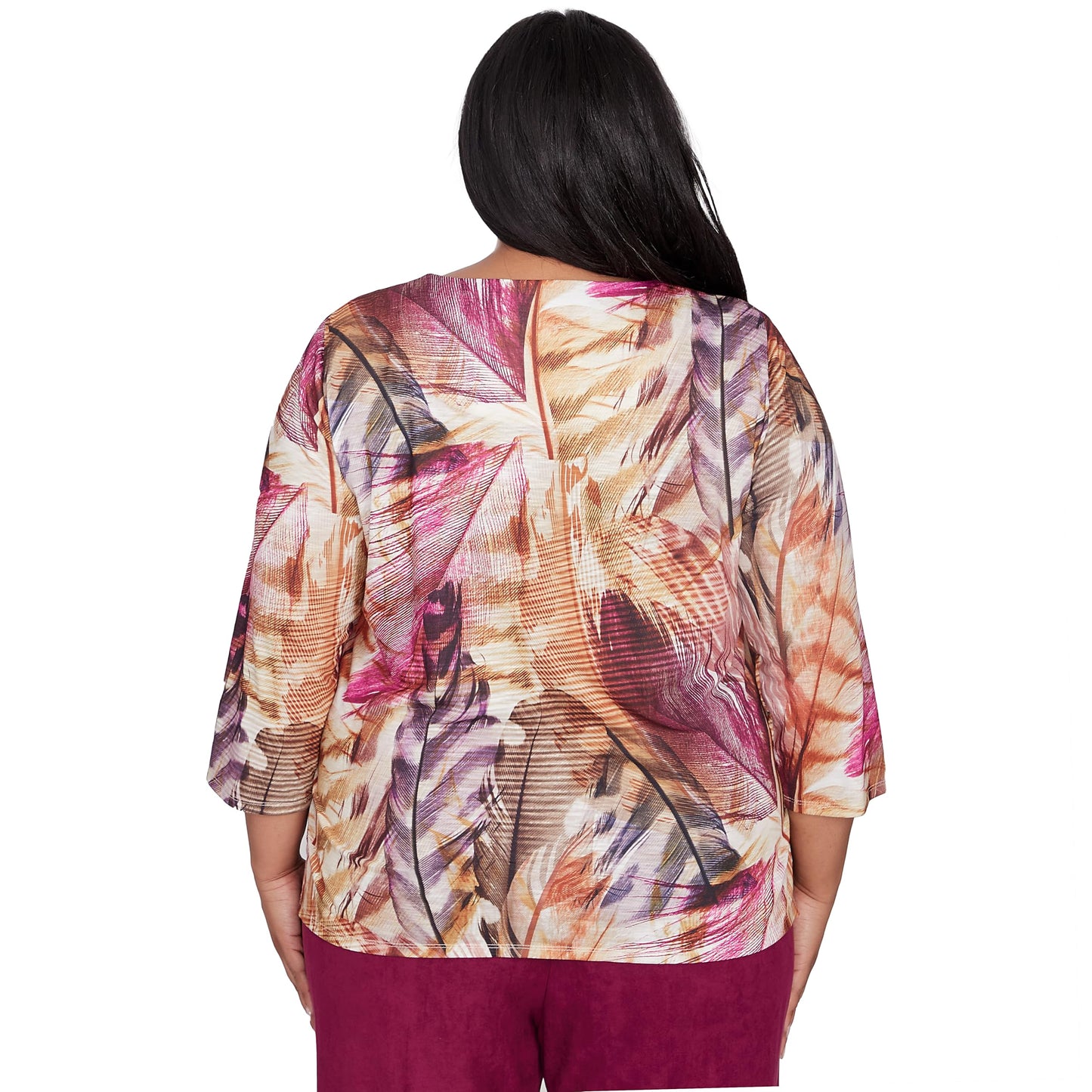 Alfred Dunner Wine Country Multi Color Polyester Top