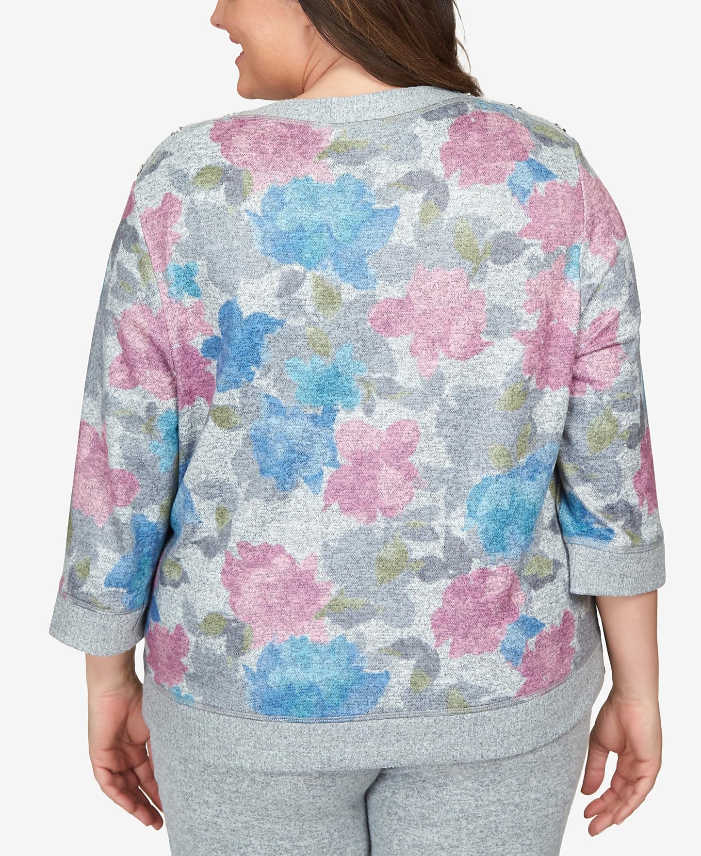Alfred Dunner Comfort Zone Shadow Floral Comfort Top