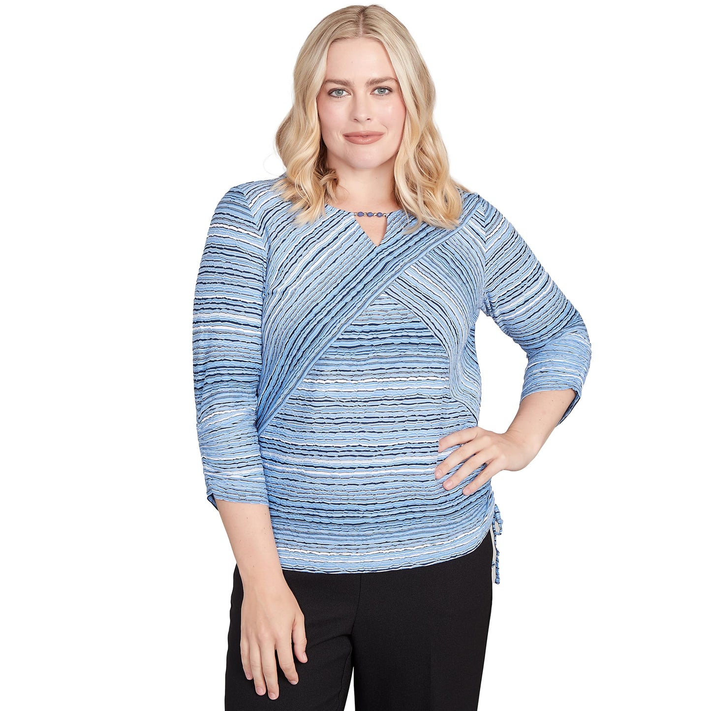 Spliced Textured Stripe Knit Top