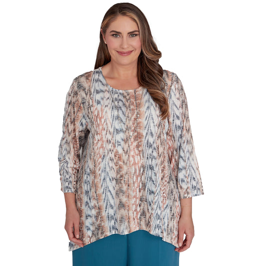 Alfred Dunner Classic vertical Print Animal Printed Polyester Rayon Top (US, Alpha, 3X, Plus, Regular, Plus Size, Neutral)