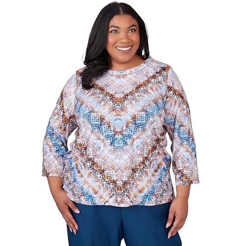 Alfred Dunner Classic Chevron Polyester Multicolored Top