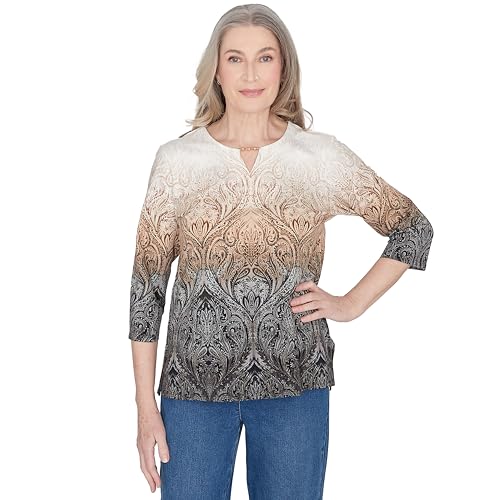 Alfred Dunner Women's Classics Ombre Medallion Top