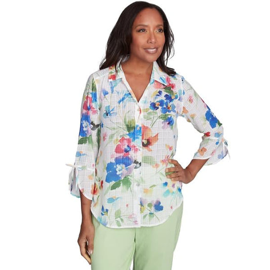 Alfred Dunner Abstract Watercolor Floral Polyester