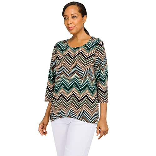 Alfred Dunner Classic Polyester ZigZag Top With Sharkbite Hems Size Petite X-Large Multi
