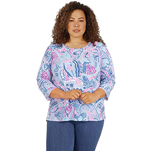 Alfred Dunner Women's Plus-Size Paisley Fish Top
