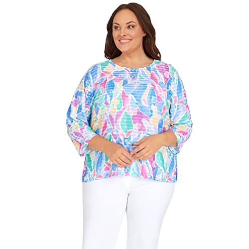 Alfred Dunner Classic Floral Polyester Top (as1, Alpha, 1x, Plus, Regular, Plus Size, Multi)