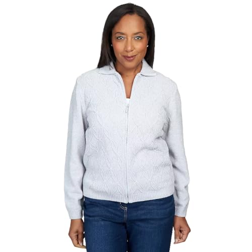Alfred Dunner Womens Petites Zipper Cardigan Sweater