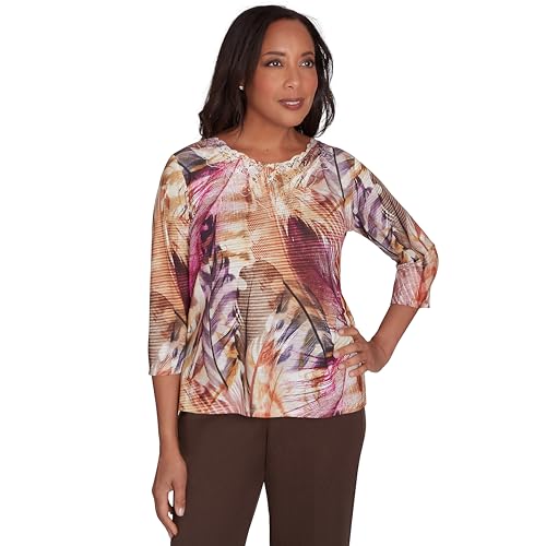 Alfred Dunner Wine Country Multi Color Polyester Top