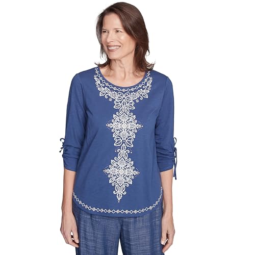 Alfred Dunner Center Embroidered Top Cotton/Polyester