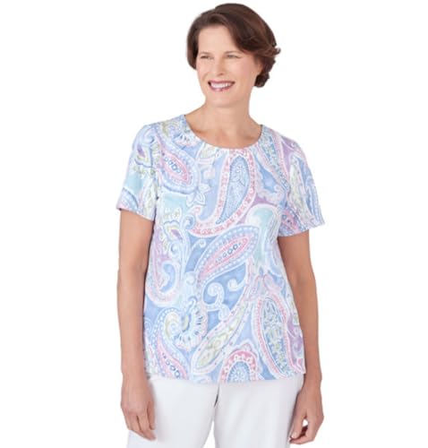 Alfred Dunner Paisley Print Cotton Top (US, Alpha, Medium, Regular, Regular, Standard, Multi)