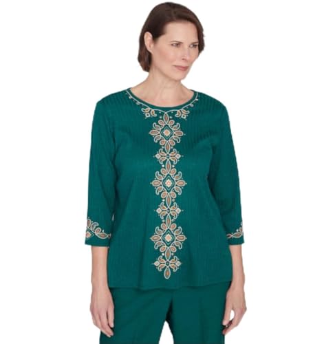 Alfred Dunner Emrald Isle Center Medallion Embroidery Polyester Top