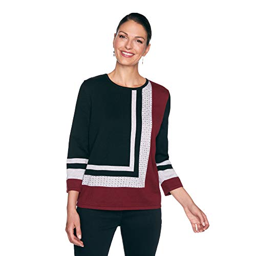 Alfred Dunner Women'sBold Colorblock Sweater with Jewel NecklineX-Large Multi