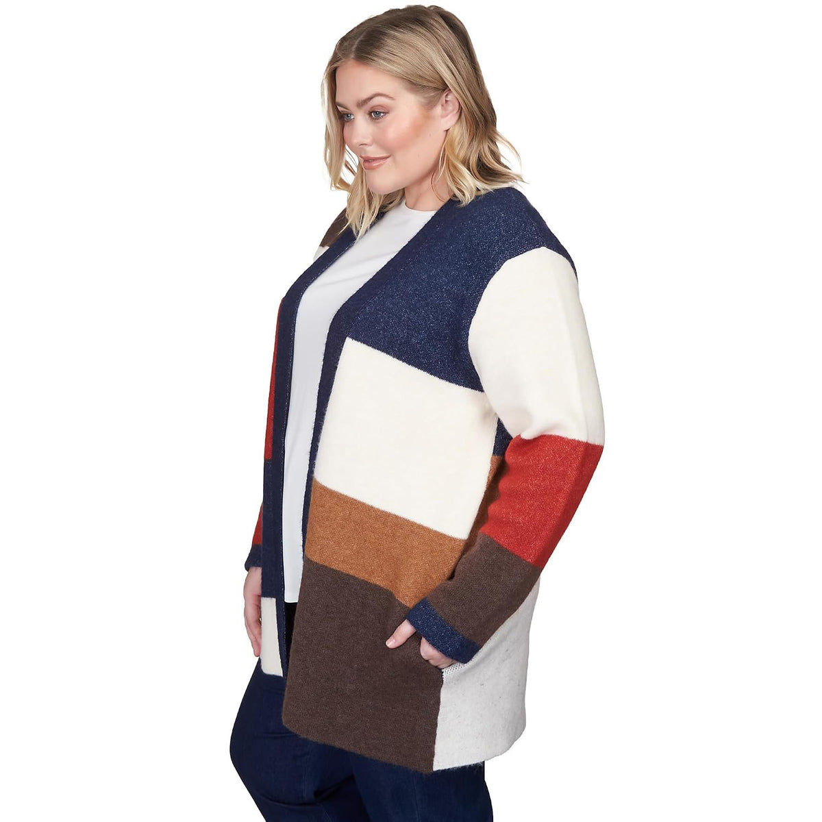 Alfred Dunner Women's Plus-Size Autumn Colorblock Cardigan Size 3X Multi