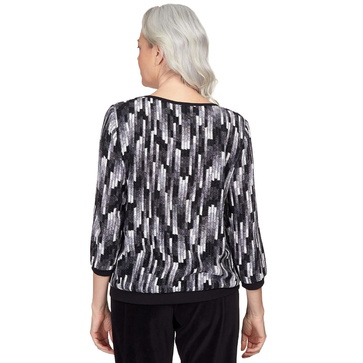 Alfred Dunner Women's Petite Vertical Chenille Texture Knit Banded Top Size PXL Multi