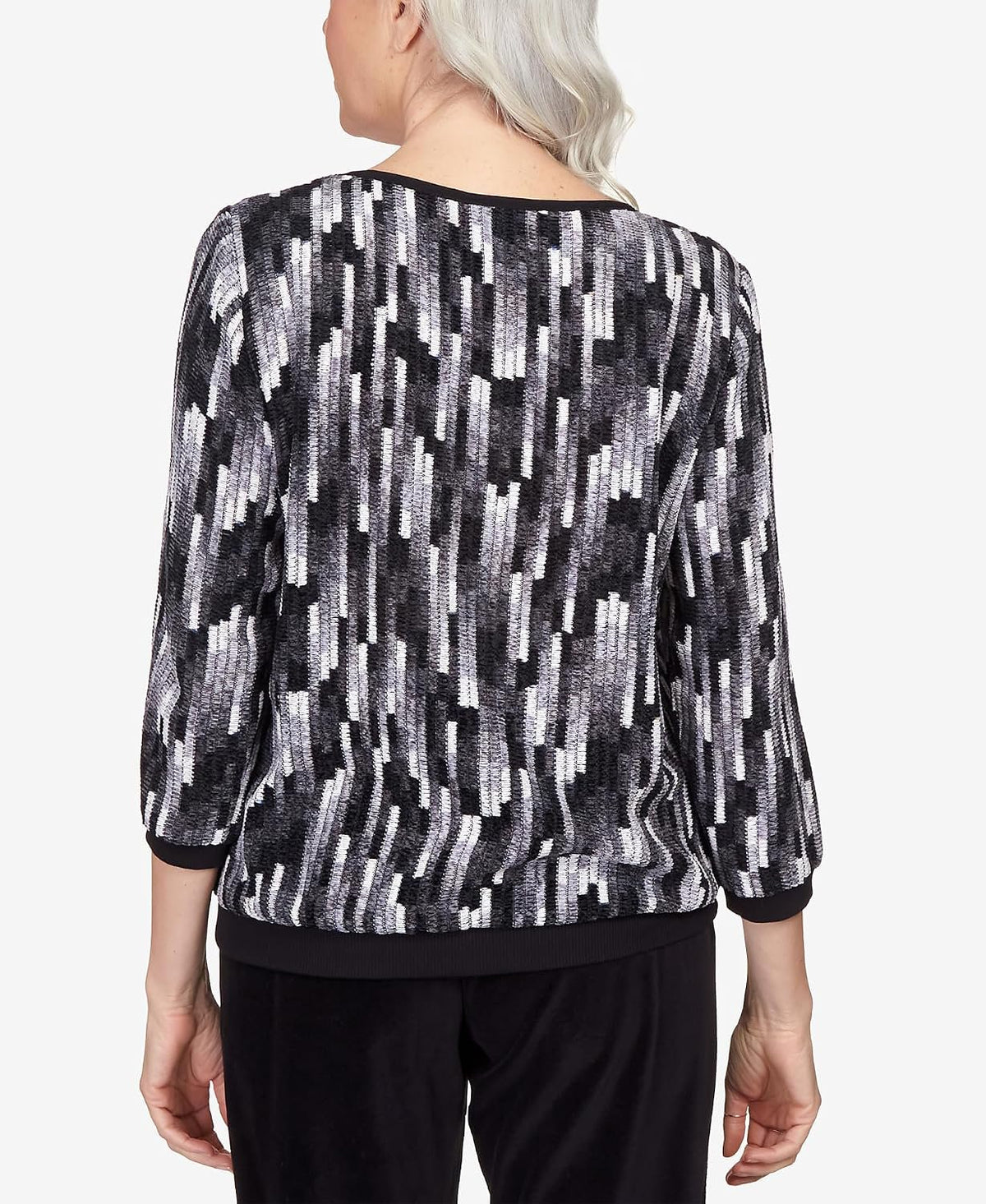 Alfred Dunner Women's Petite Vertical Chenille Texture Knit Banded Top Size PXL Multi