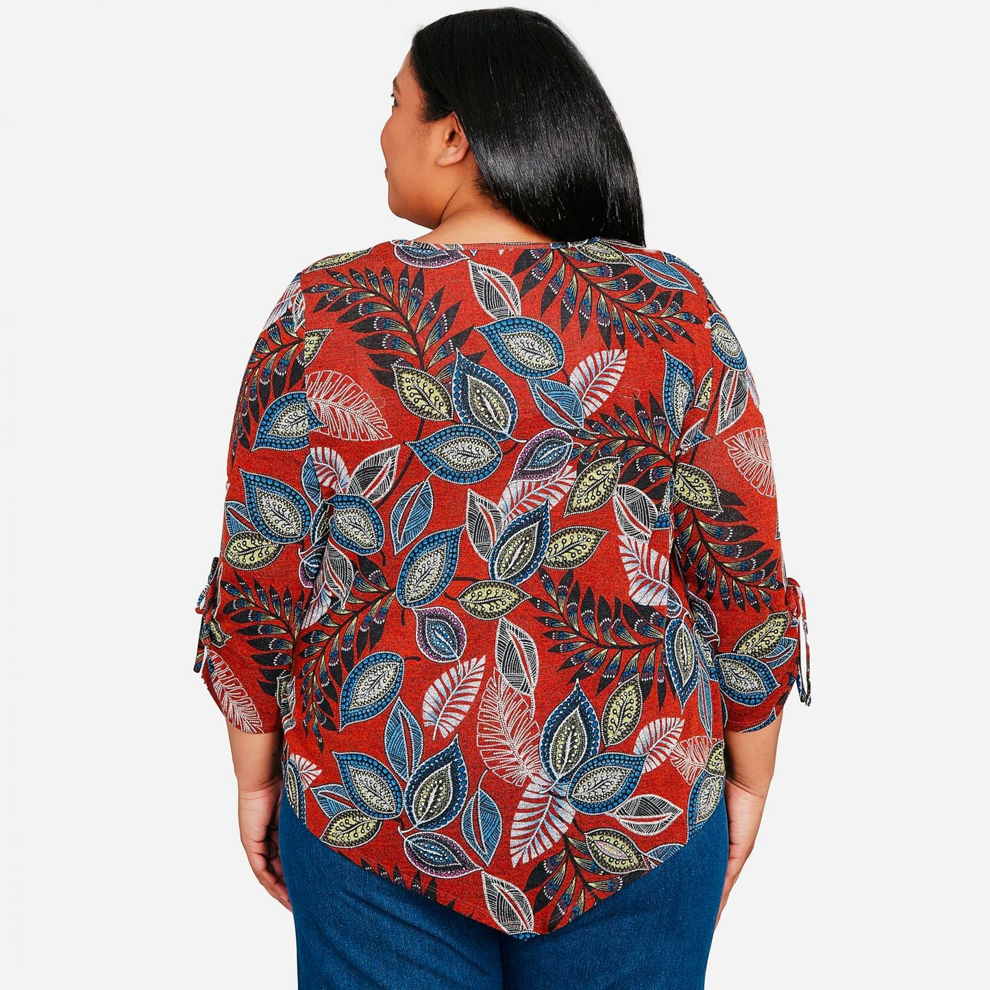 Alfred Dunner Batik Leaves Milange Polyester Top