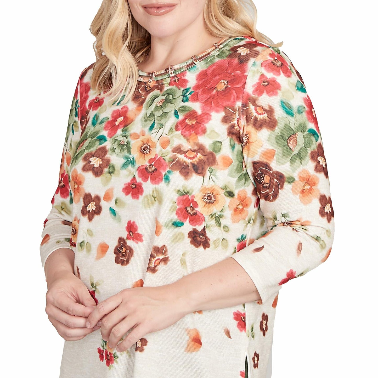 Floral Detailed Neck Top