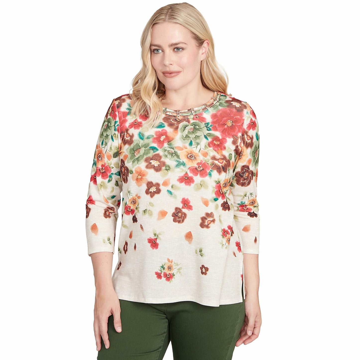 Floral Detailed Neck Top