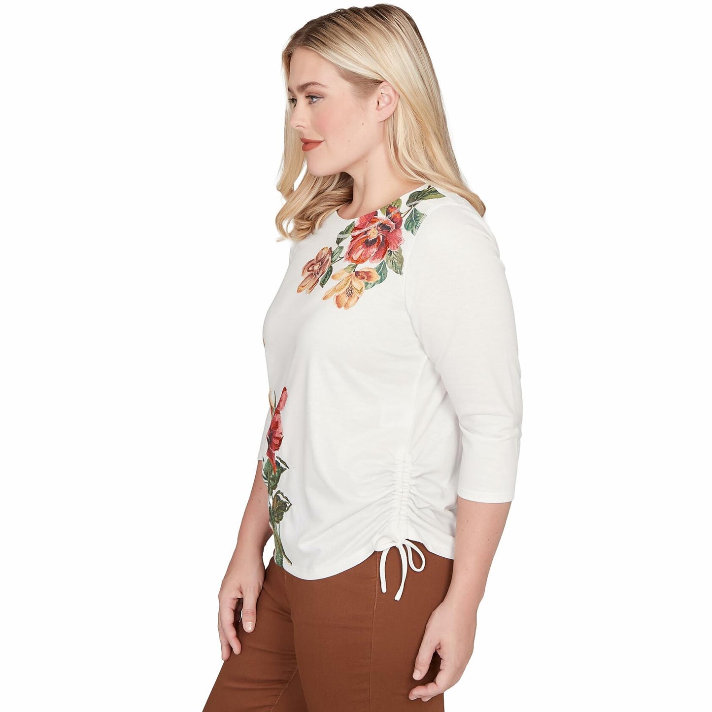 Asymmetric Floral Side Tie Top