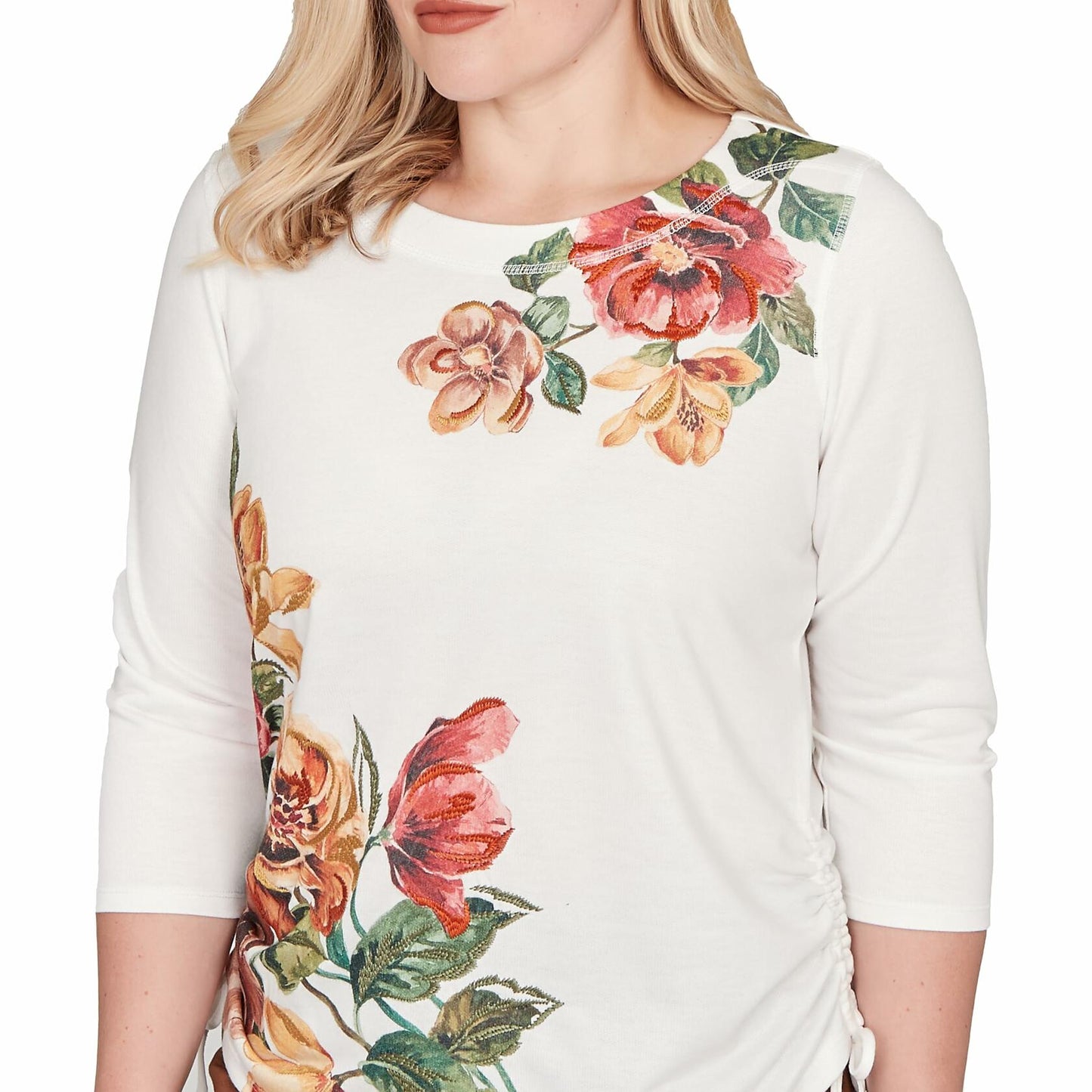 Asymmetric Floral Side Tie Top