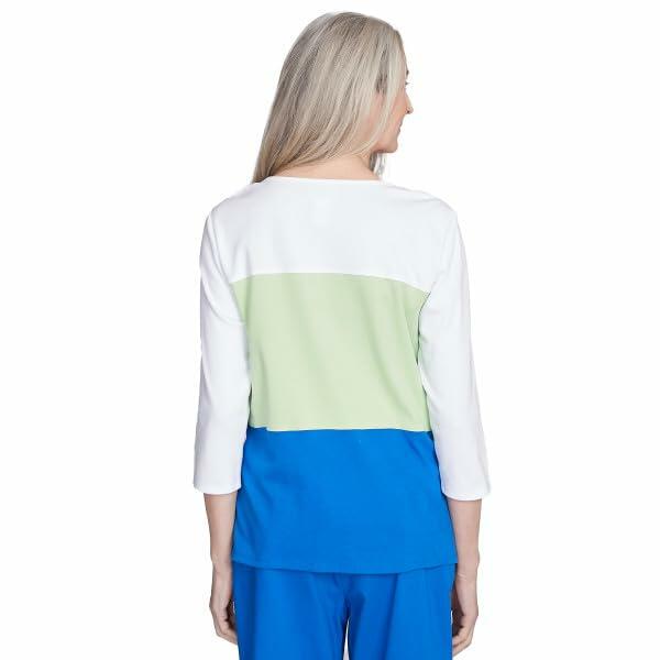 Parrot Cay Spliced Flower Cotton/Polyester 3/4 Sleeve Top