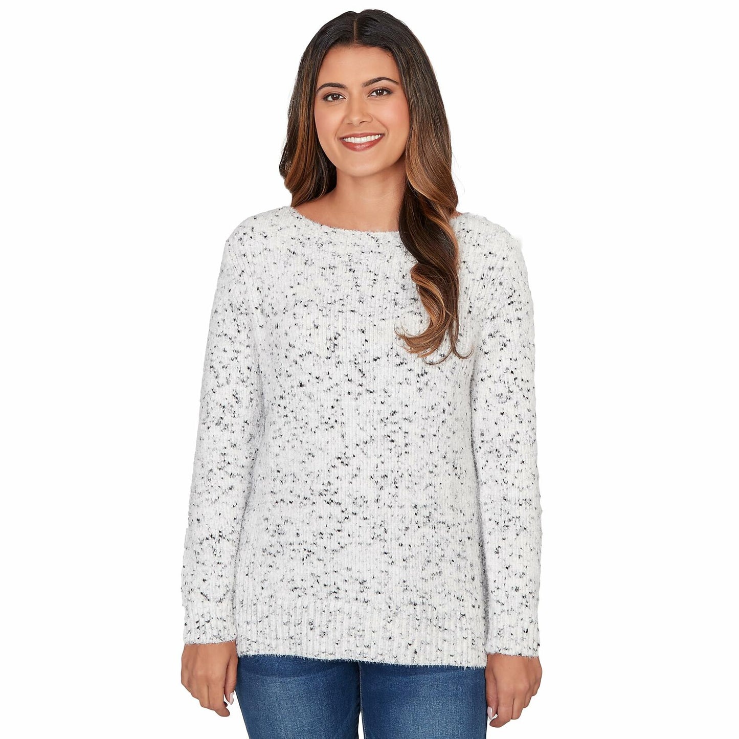 Ruby Rd. Pullover Chenille Sweater (US, Alpha, Small, Regular, Regular, Standard, Ivory/Black)