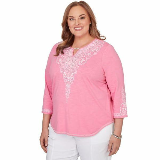 Alfred Dunner Royal Treatment Embroidered Top Cotton/Polyester