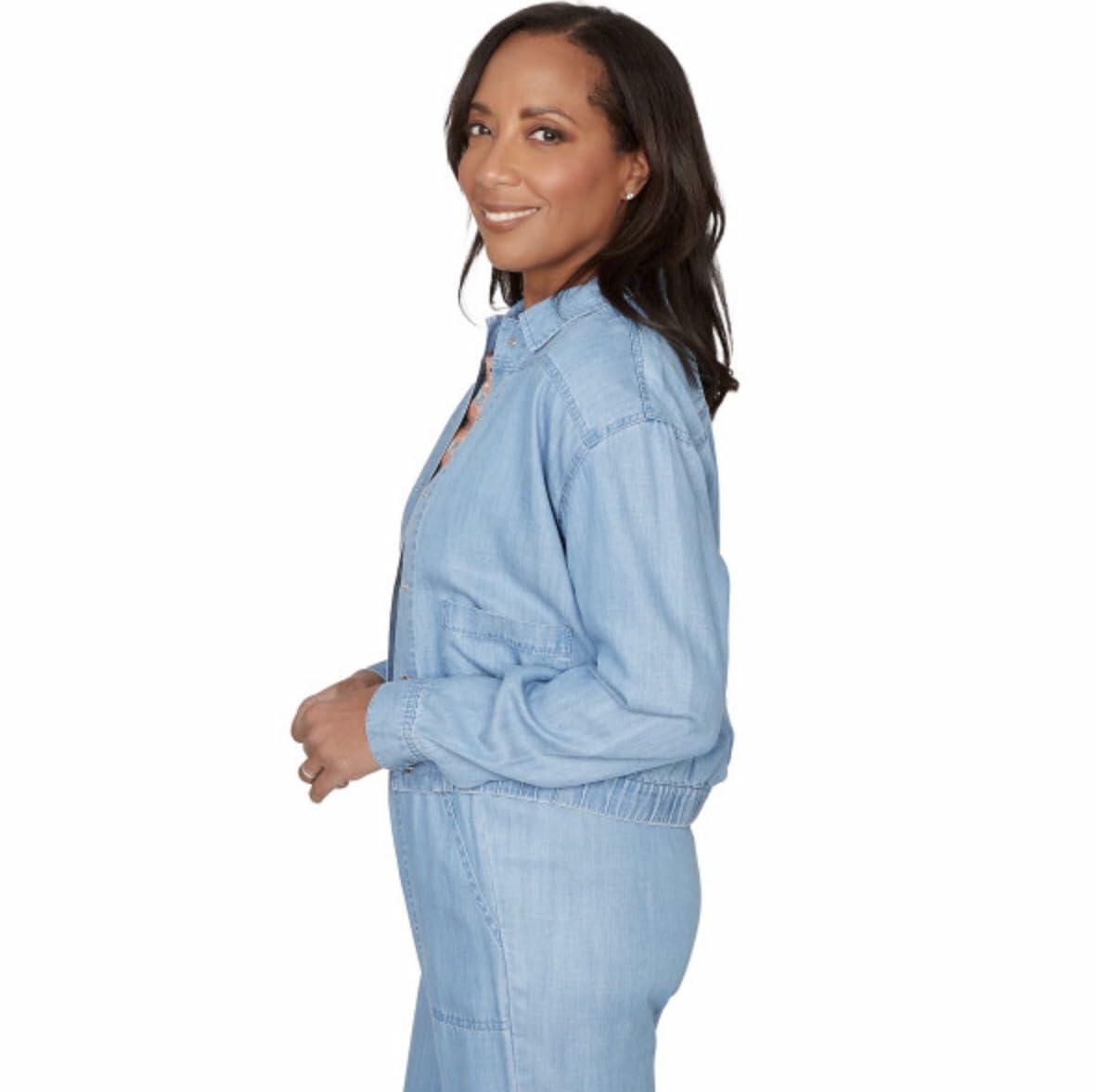 Alfred Dunner Beachcomber Shirt Jacket 100% Lyocel Blue (US, Alpha, Small, Regular, Regular, Standard, Blue)